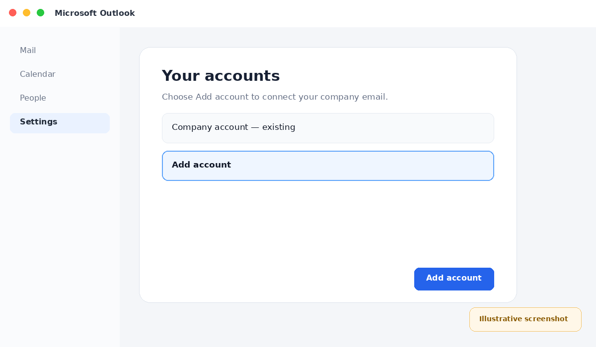 Outlook add account screen